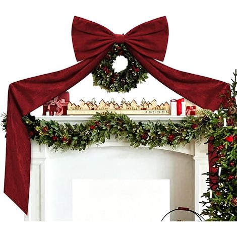 Nœud pour Sapin de Noël Décoration Couronne Ruban Rouge avec Longues 50 x 180 cm nœud rouge sapin Décoration Maison Salon Porte Fenêtre Mur Extérieur Porche Fête (1/5)
