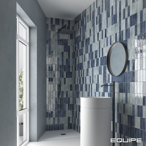 Carrelage mural faïence effet zellige COCO 15x5 cm Bleu nuit - Brillant / Poli - boîte de 0.50 m2