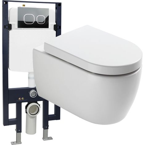 BERNSTEIN - NT2038 pacchetto WC sospeso in bianco lucido sportello Soft-Close con telaio di supporto G3008 placca di sgancio bianco opaco Modello 4112	Modello 4112 bianco opaco