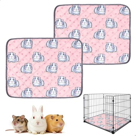 Tapis Cochon d'Inde, Cage Cochon d'Inde Intérieur, 2 Pièces Tapis Lapin Lavable Et Super Absorbant pour Lapins - MMCD-ZGL-04931