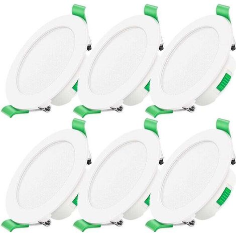 Spot LED Encastrable Dimmable 230V 7W Spot Plafond Étanche IP44 Réglable Plafonnier Encastré pour Salle de Bain, Salon, Lot de 6, Rond, [Classe énergétique D] (1/4)