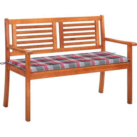 Banc de jardin 2 places avec coussin 120 cm Bois d'eucalyptus