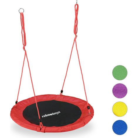 Relaxdays – Balançoire cocon ronde réglable Ø 90 cm – Charge max 100 kg – Confortable avec cadre rembourré – Pour enfants et adultes