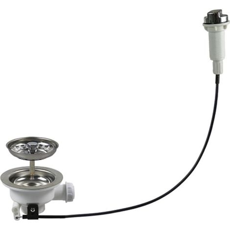 1 bonde de vidange pour évier de cuisine, avec câble de commande, panier filtrant, diamètre supérieur 110 mm, trou d'installation 82 à 90 mm (1/5)