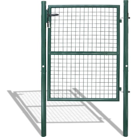 SWANEW Gartentor Zaundertor 160 x 100 cm tubo in acciaio zincato incluso blocco e porta chiave della porta del giardino mesh di dimensioni 5 × 5 cm di ruggine -resistente verde (1/5)