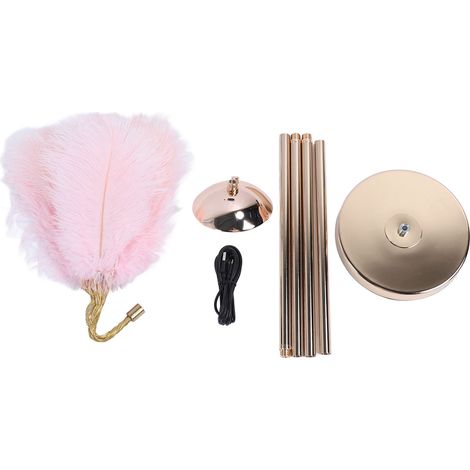 Ortviai Lampe sur pied décorative en plumes d'autruche, 155 cm, 3 températures de lumière, gradation continue, rechargeable USB, rose