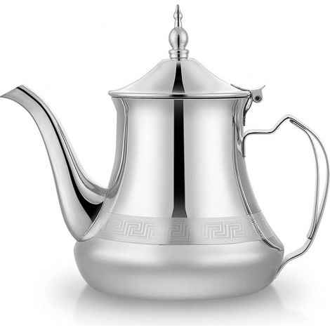 Théière marocaine traditionnelle en acier inoxydable de 1,4 l de style arabe