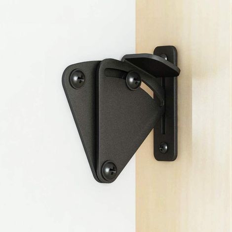 Pestillo de puerta corrediza de 90 grados, tamaño grande, color negro, con hebilla en ángulo recto, ideal para puertas corredizas de bolsillo, garajes y cobertizos.