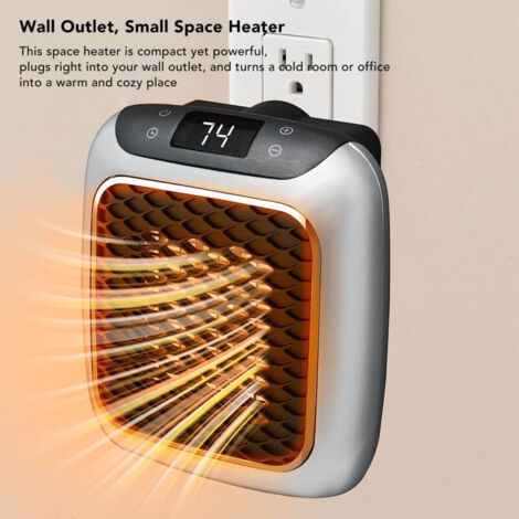 NALOOKAMIC Chauffage électrique à prise murale 800W, Mini appareil de chauffage personnel Portable avec télécommande, minuterie de 12 heures, affichage LED (1/3)
