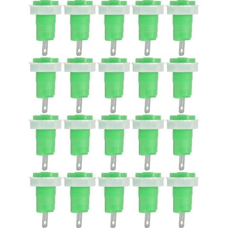 Lot de 20 bornes de raccordement à douille banane en laiton, sécurisées pour le soudage, avec mise à la terre, 4 mm, 402 1 kV 32 A, vertes (1/5)