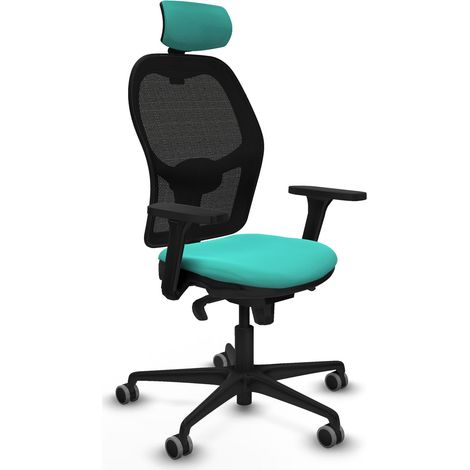 Jorquera sincro malla negra similpiel turquesa brazos 3D base nailon cabecero 2D ruedas 65mm engomada (1/5)