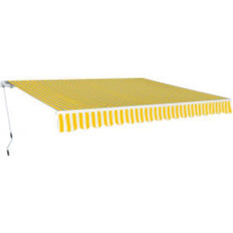 Store banne-Auvent pliable manuel 600 cm Jaune blanc (1/5)