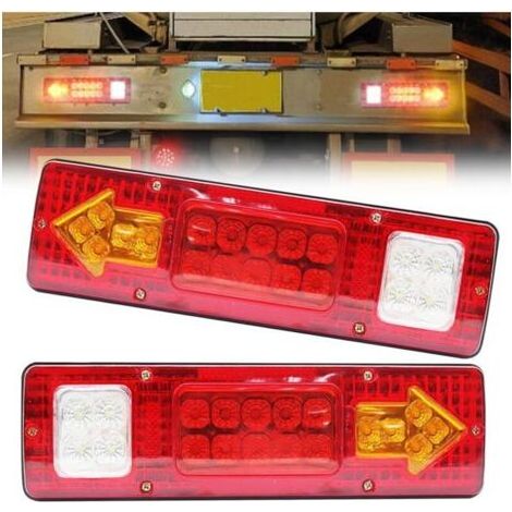 feux de remorque led, feu arrière de remorque de Camion 19 LED feu Stop étanche Clignotants inversés Feux arrière pour camion, benne basculante, tracteur, remorque, 24V 2Pcs,de dyk.Trywise (1/4)