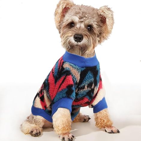 Pull pour chiens, pull pour chiens, style ethnique pour chiens, vêtement pour chiens, pull pour chiots (M, rose) (1/2)