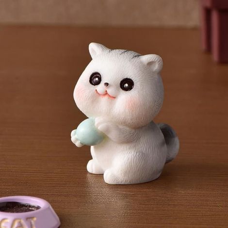 Figurine Chat - Résine - Décor Intérieur Bureau Bibliothèque Chambre Enfant - 1 Pièce - Style 7 Dimensions 3 cm x 3,3 cm (1/3)