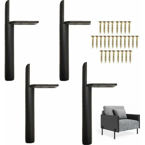 Ulisem Set mit 4 schwarzen Metall-Möbelfüßen, 15 cm, mit geräuschloser, rutschfester Unterseite zum Schutz des Bodens. (1/4)