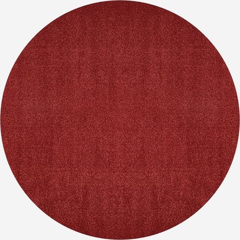 Tapis moderne frisée rouge intense rond Milano ROS101