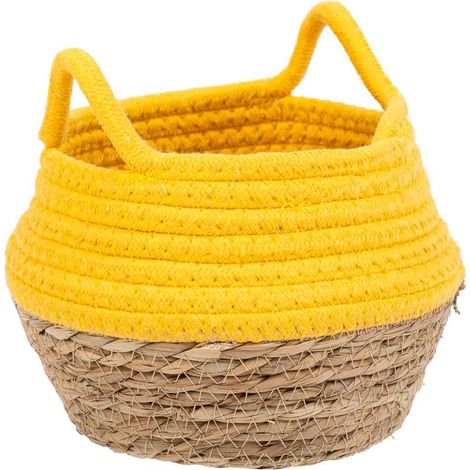 Cesto de fibra natural y algodón amarillo d18x13/16.5 (1/5)