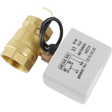 Vanne à bille motorisée électrique en laiton DN40 1-1/2" 2 voies 3 fils AC220V (1/5)