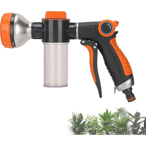Buse de tuyau d’arrosage 8 modes Buse haute pression Pulvérisateur Distributeur de savon Gâchette avant pour lavage de voiture Douche pour animaux de compagnie Arrosage de jardin (1/5)