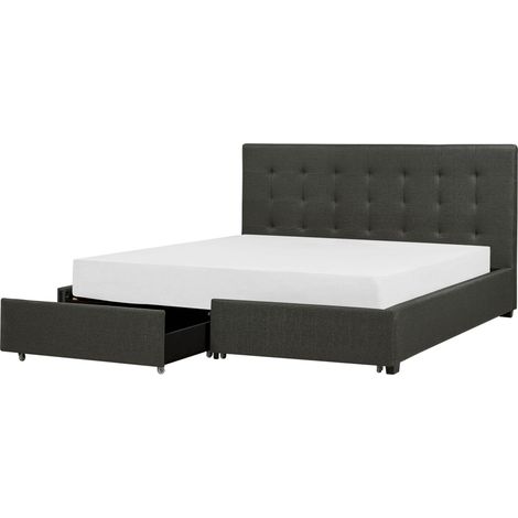 Letto contenitore tessuto grigio scuro con rete a doghe e cassetti 180 x 200 cm La Rochelle (1/5)