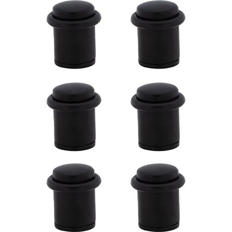 6 topes puerta cilíndricos acero inoxidable negro amortiguador 20mm (1/3)