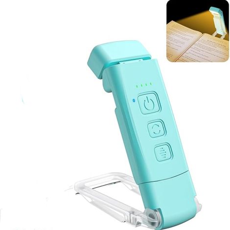 Lampe de Lecture Rechargeable - 3 Modes de Couleur & 5 Niveaux de Luminosité Réglables, Fonction Minuterie, Autonomie de 80 Heures, Bleu (1/5)