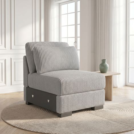 JOOKGBD-Canapé 1 place moderne et modulable,canapé droit salon capitonné en velours côtelé,mousse haute densité,structure bois massif,pieds stables,assise moelleuse,gris (1/5)