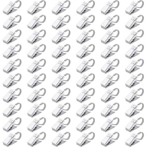 Pinces Rideaux Clips en Acier Inoxydable Crochets Rideau pour Anneaux Rideau Douche Partie Lumineuse Maison Décoration 60 Pièces (1/5)