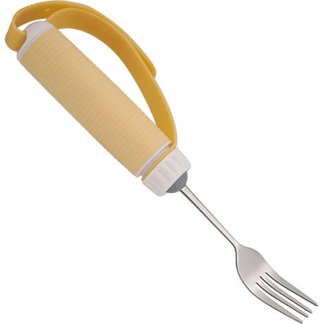 Cuillère-fourchette pivotante flexible pour personnes âgées et arthritiques, couvert ergonomique rotatif amovible, aide repas quotidien, accessoire de table adapté. (1/5)