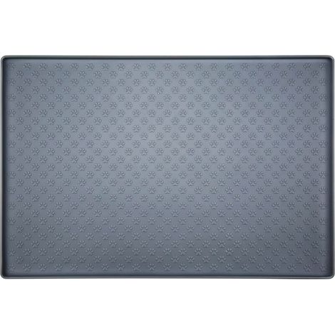 royaluxe -Tapis Gamelle Chien (Gris 48x30cm), Tapis en Silicone Antidérapant Imperméable pour Alimentation Chien Chat, Bordure Relevé 1cm pour Anti Déversement- (1/5)