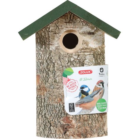 Nichoir en bois massif entrée ø32 mm pour oiseaux moineaux - zolux (1/5)