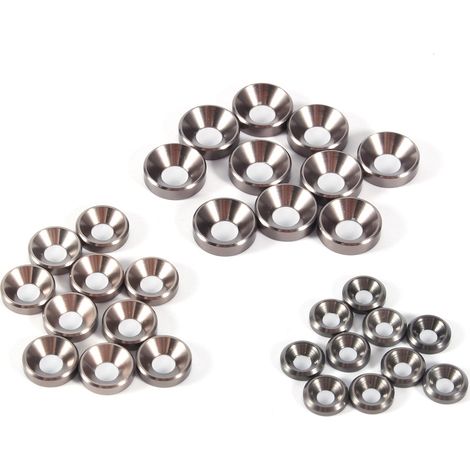 Lot de 10 rondelles à tête fraisée anodisées M5, joint en alliage d'aluminium, gris titane, visserie légère et résistante (1/2)