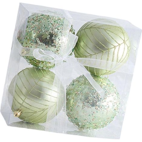 Unzerbrechliches grünes Weihnachtsdeko-Set, schnell aufzubauen, einfach aufzuhängende Weihnachtskugel, mehrfarbig (1/5)