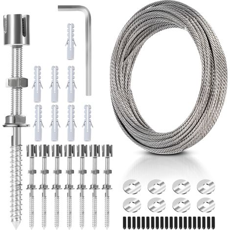 Vingo – Metallspalier für Kletterpflanzen – 3 mm Edelstahlseil – 12 m Länge – Tragkraft bis zu 150 kg (1/5)