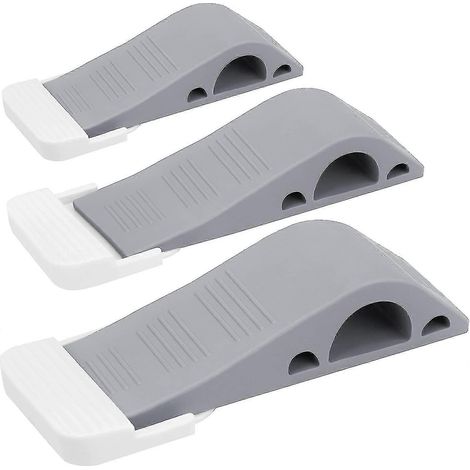 Butée de porte – Cales de sécurité en feutre et caoutchouc de bois pour le bas de porte, lot de 3 – Gris (1/3)