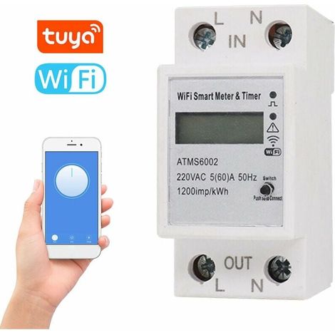 Tuya WLAN-Smart-Stromzähler, intelligenter Energiezähler, Timer, Fernsteuerung per Smartphone-App (1/5)