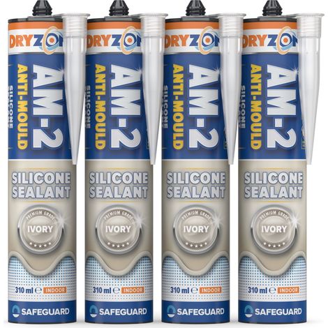 Dryzone Anti-Mould Silicone Sealant Ivory 310ml x 4 Pack