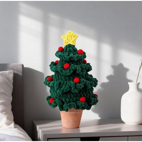 Textile Mini Sapin De Noel 23cm Base Terre pour Table, Mini Sapin De Noel Artificiel avec Boite pour Chambre, Sapin Noel Petit Stable Décoratif Améliore Ambiance Noël (1/5)