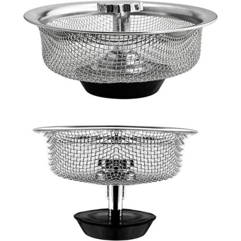 Filtre Évier - Acier Inoxydable - Compatible Drain Cuisine - 2 Pièces (1/5)