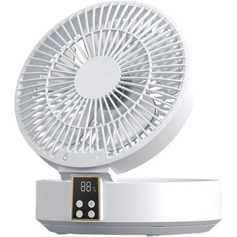 Ultra powerful and silent fan - rechargeable, 4000 mAh, 3 fan speeds, LED light, remote control. (1/5)