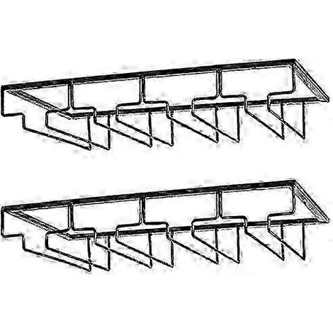 Weinglasregal – Unterbau-Weinglashalter, Stielglasaufbewahrung, Metall-Organizer für Bar und Küche, Schwarz Schwarz 4 Reihen, 2 Pakete (1/4)