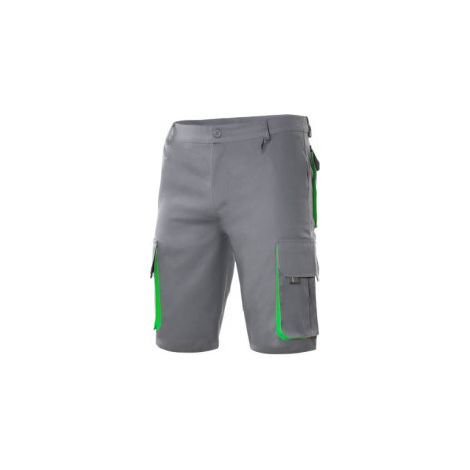 Bermuda bicolor multibolsillos con pliegues y elástico en cintura VELILLA Serie 103007 34 Gris / Verde lima