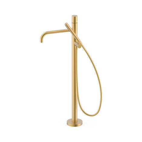 Mitigeur sur pied pour baignoire et douche1 colonne verticale Or Mat 24K - TRES 26247006OM
