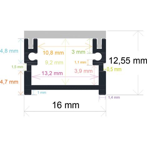 Perfil Led Empotrable Suelo 16x12,55mm Opal 2m 161613