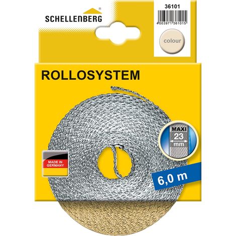 Schellenberg 36101 Cintino per tapparelle avvolgibili 23 mm x 6 m - sistema Maxi, cinghia tapparella beige (1/4)