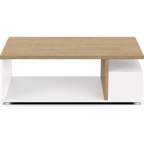Table basse 3 niches décor chêne et blanc mat L91,8 cm - ACCESS