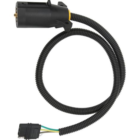 Câble adaptateur remorque 7 broches rond vers 4 broches plat pour feux et freins, faisceau 0.9m (1/5)