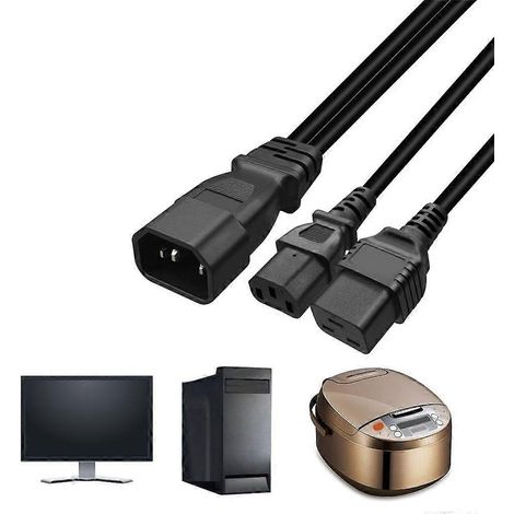 Câble d'extension C14 vers C19+C13, cordon d'alimentation IEC320 C14 vers C19+C13 (1/4)