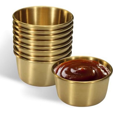 Cup À Sauce En Acier Inoxydable - 2 Oz - 60 Ml - Doré - Pour Apéritif Buffet Pique-Nique - Lot De 6 (1/4)